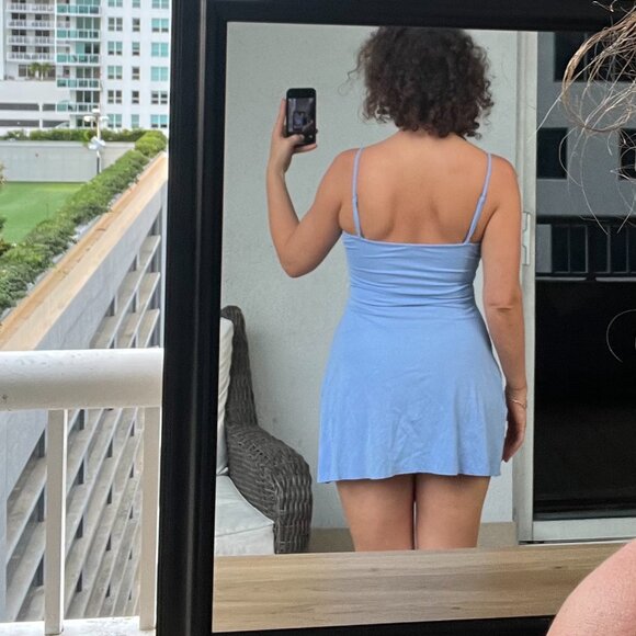 WeWoreWhat Ruched Mini Dress in Powder Blue - Picture 4 of 6